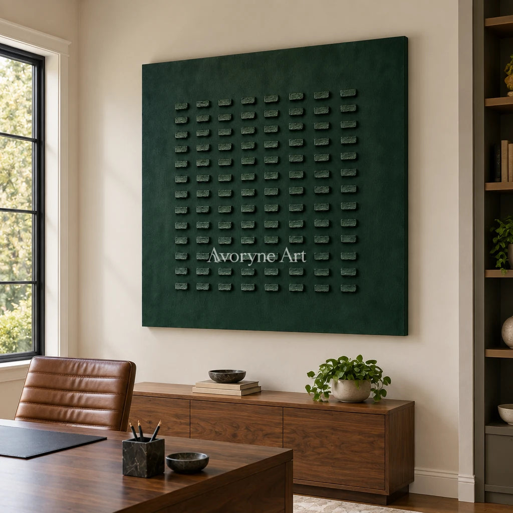 Aster Heath: Green Block Relief — office frameless