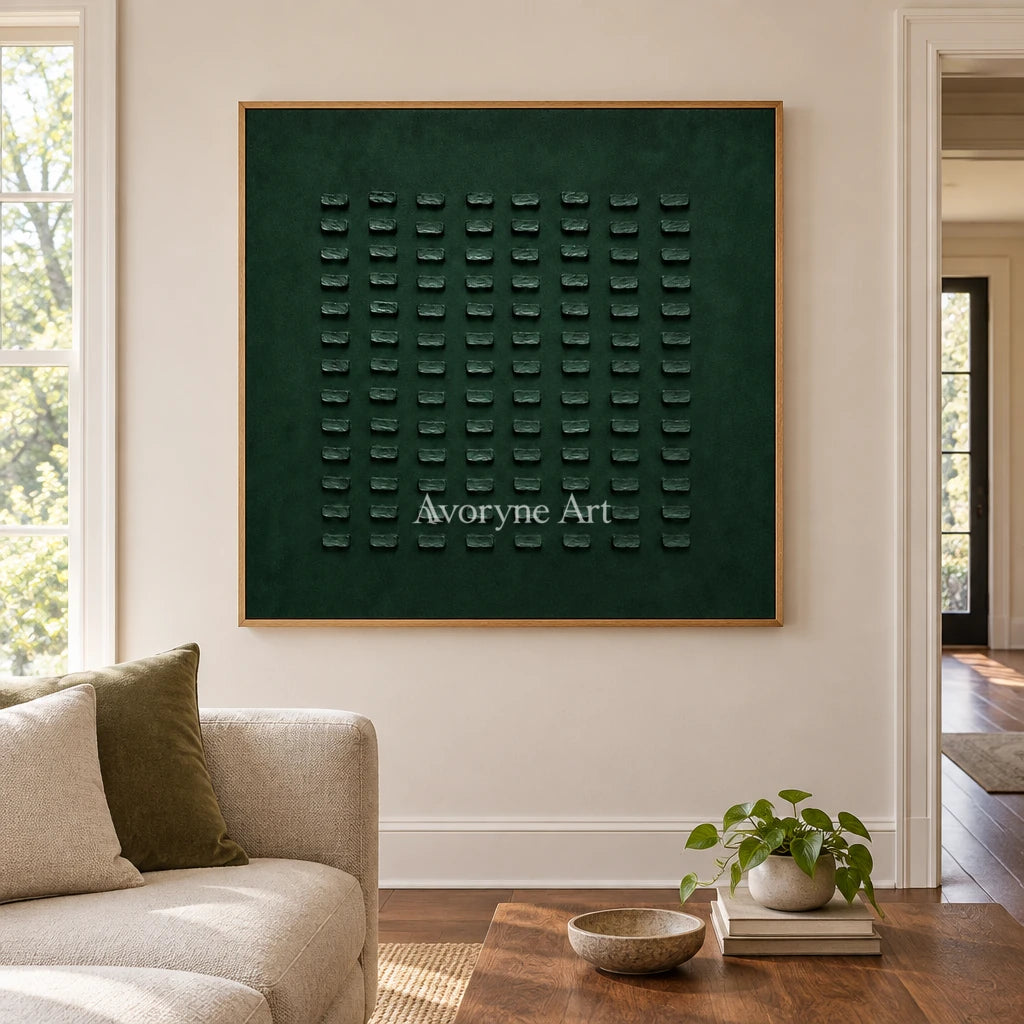 Aster Heath: Green Block Relief — villa wood
