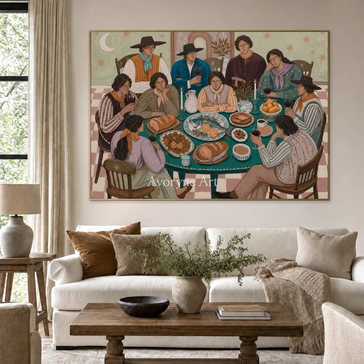 Around the Jade Table: Green Family Gathering Wall Art — living gold