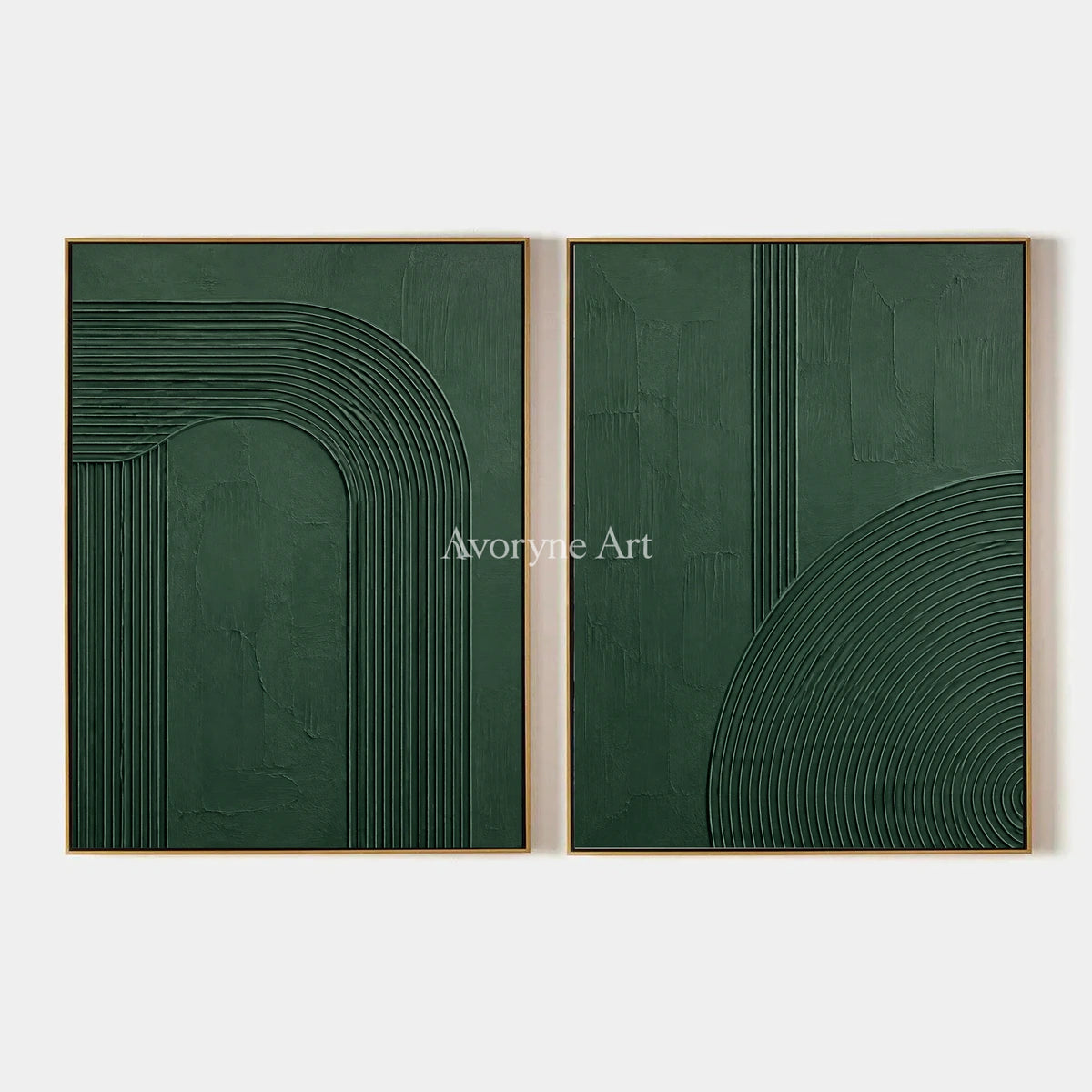 Forest Contours: Green Grooved Diptych Wall Art — primary
