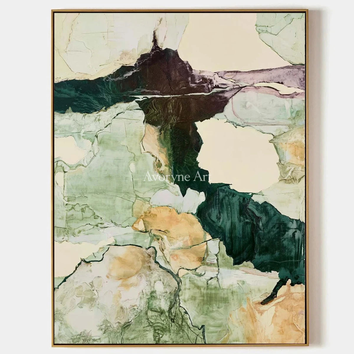Ivory Painted Gesture: Green Mineral Abstract — primary