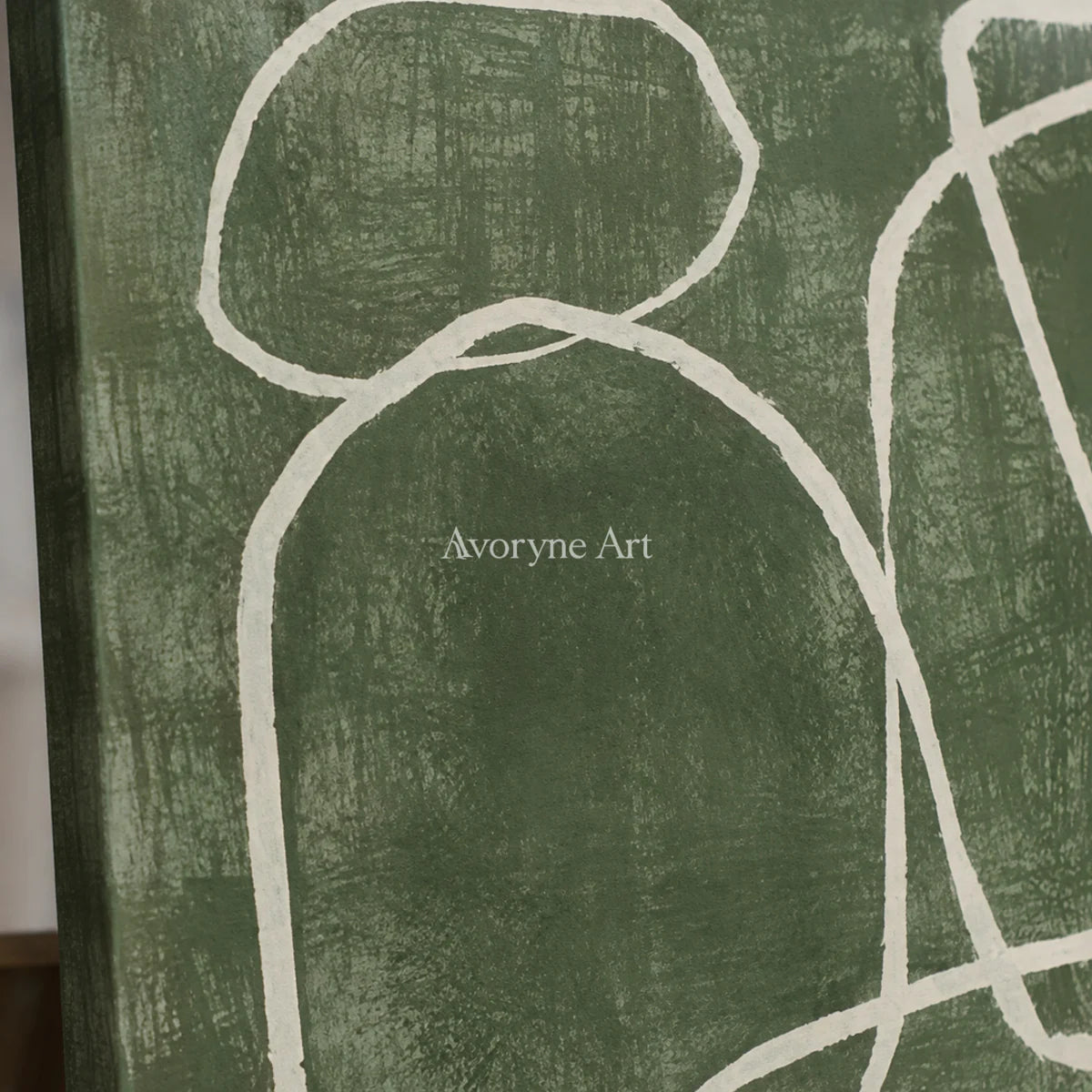 Verdant Loops: Green Minimalist Abstract Wall Art — detail easel