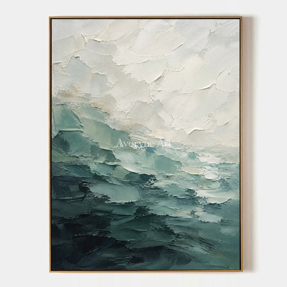 Jade Breaker: Green Ocean Texture Wall Art — primary
