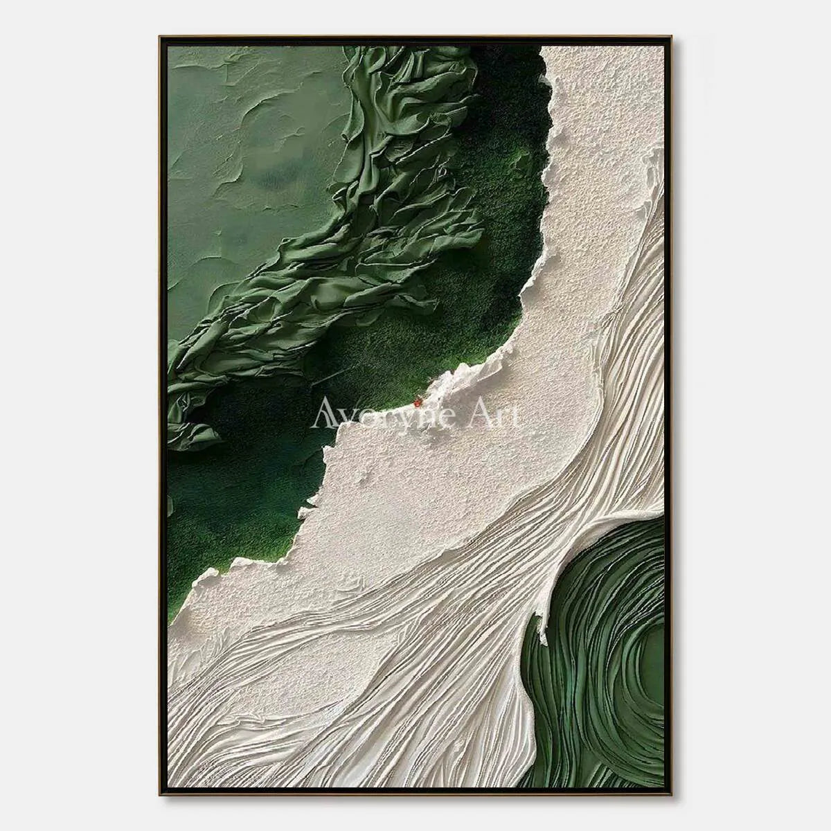 Moss Current: Green Organic Textured Abstract Wall Art - main