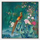 Jade Court: Green Pheasant and Floral Wall Art — primary