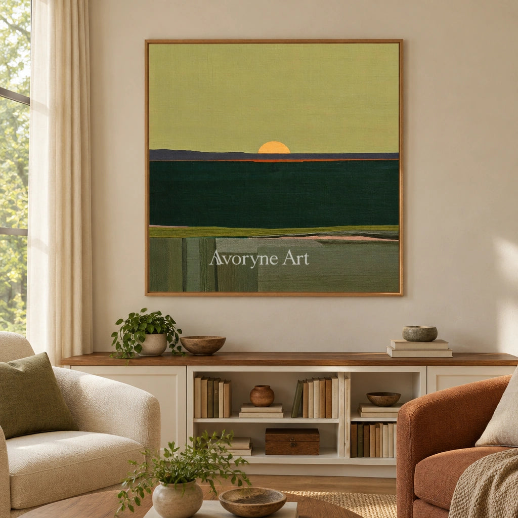 Ivory Quiet Trace: Green Sunset Landscape — villa wood