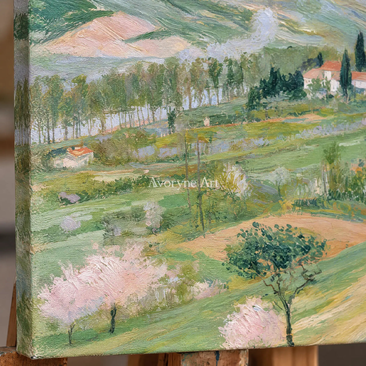 Ivory Winding Current: Green Village Art — detail easel