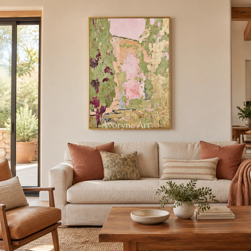 Ivory Painted Reverie: Green Village Art — living gold