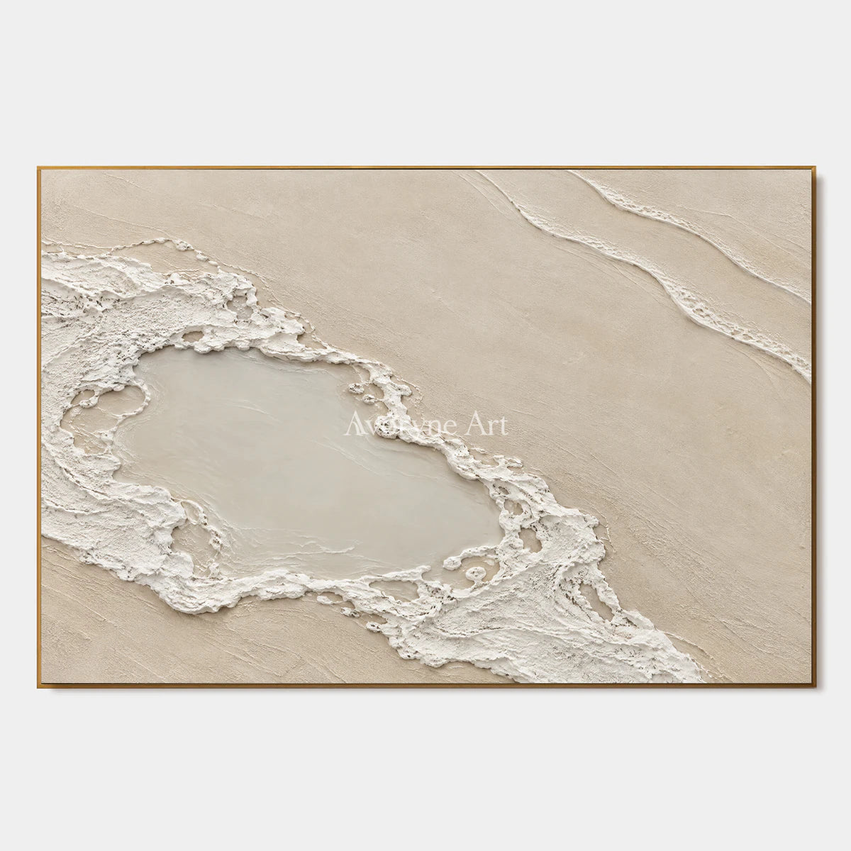 Tidal Enclosure: Impasto Beige Coastal Relief Wall Art — primary