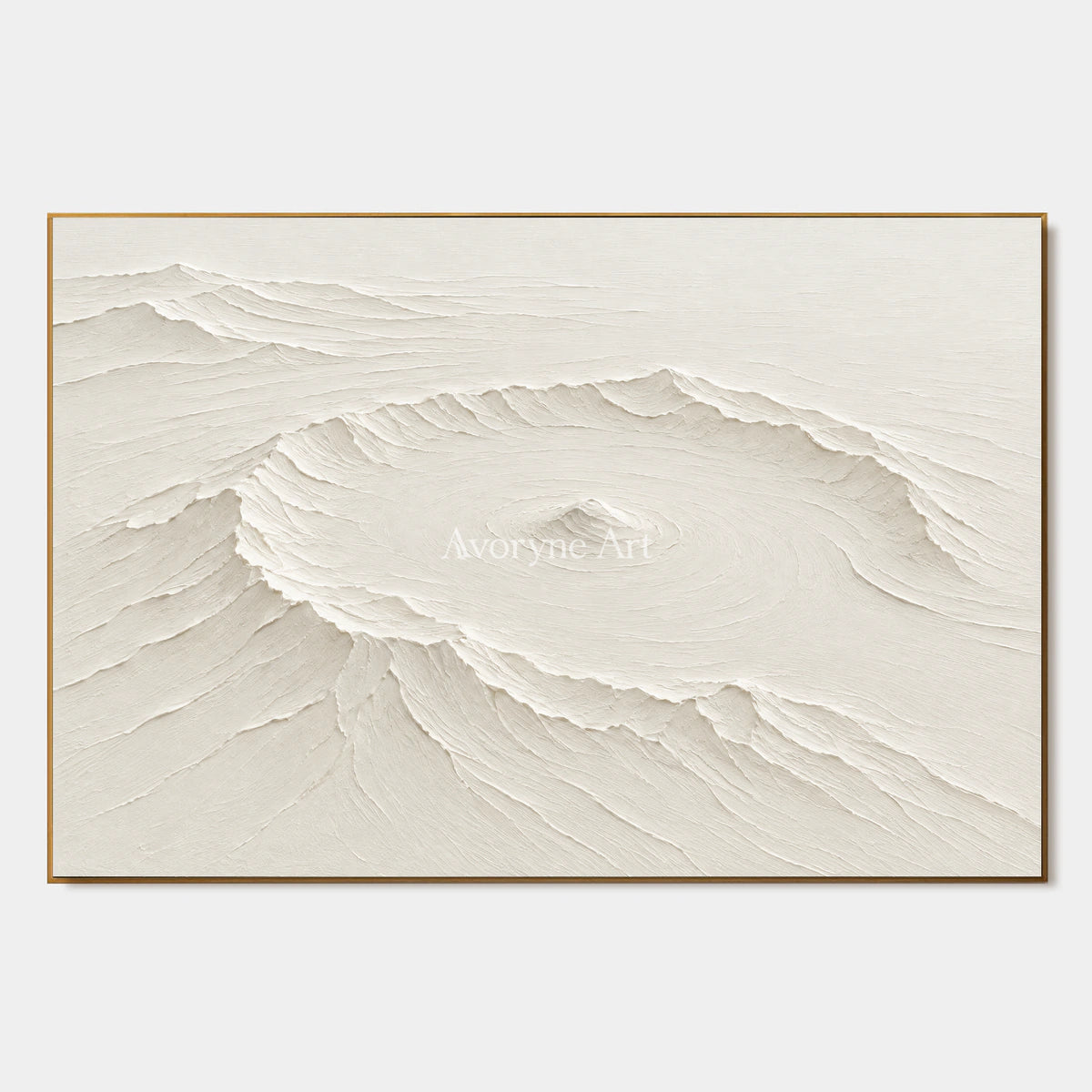 Caldera Quiet: Impasto White Landscape Relief Wall Art — primary
