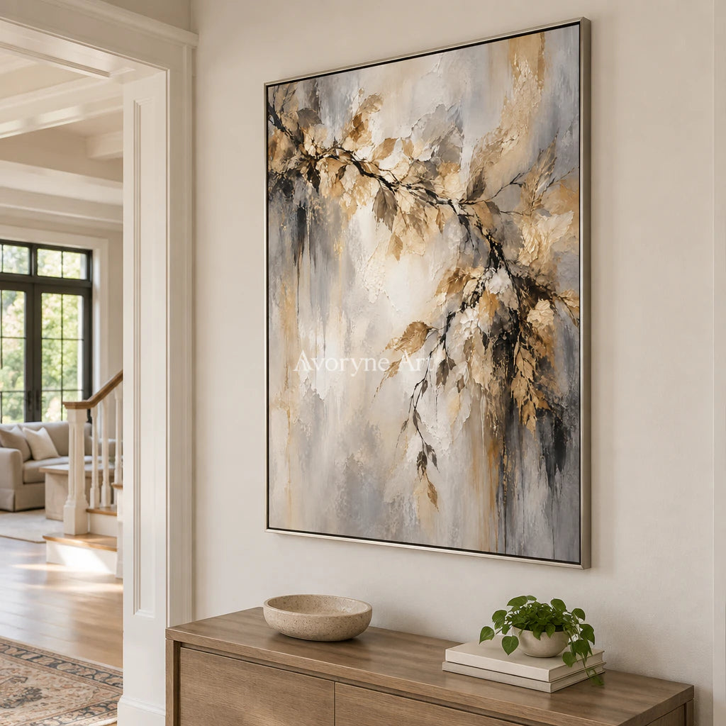 Gilded Bough: Impressionist Gold Botanical Wall Art — entry silver