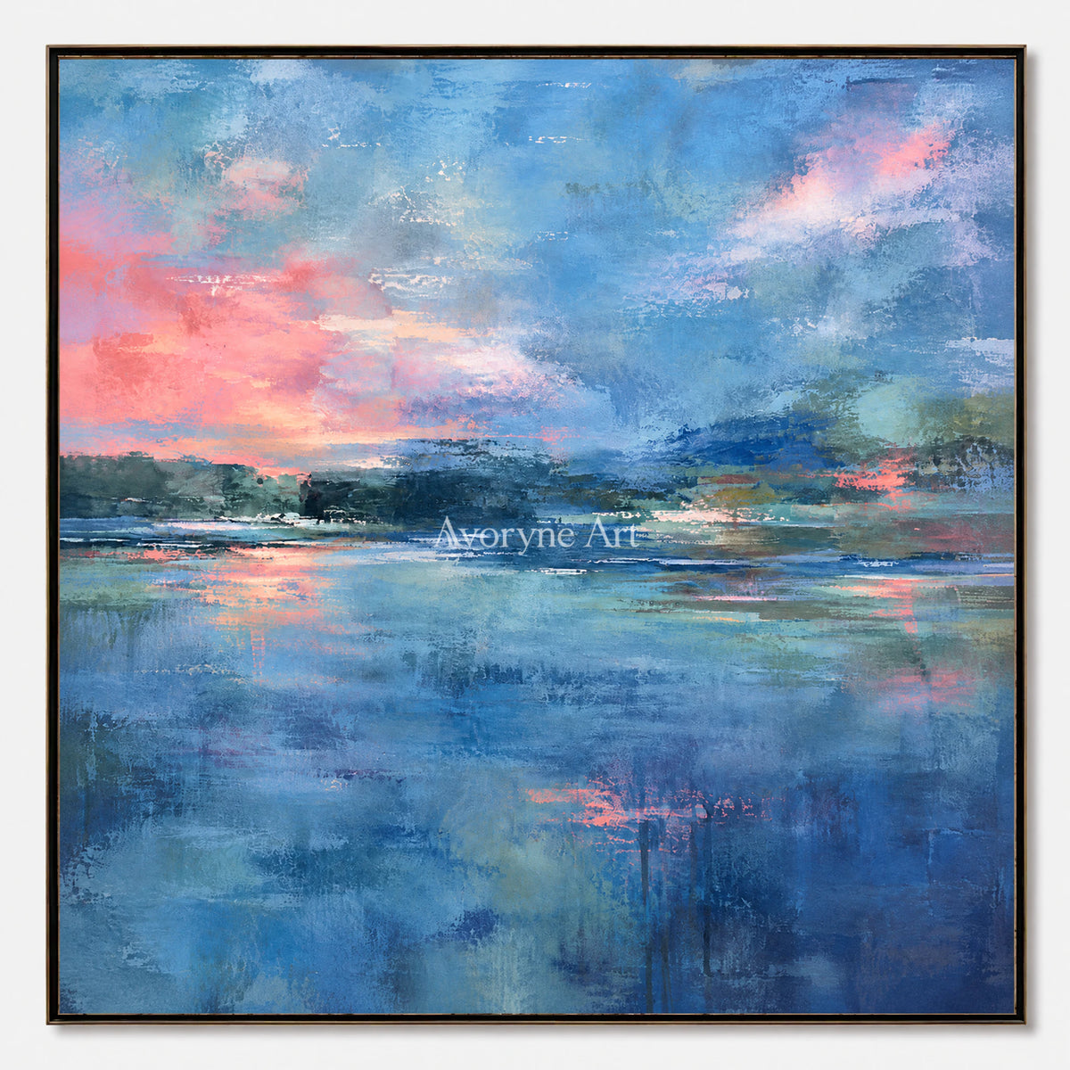 Blue Hour Echo: Impressionist Lake Sunset Wall Art — primary