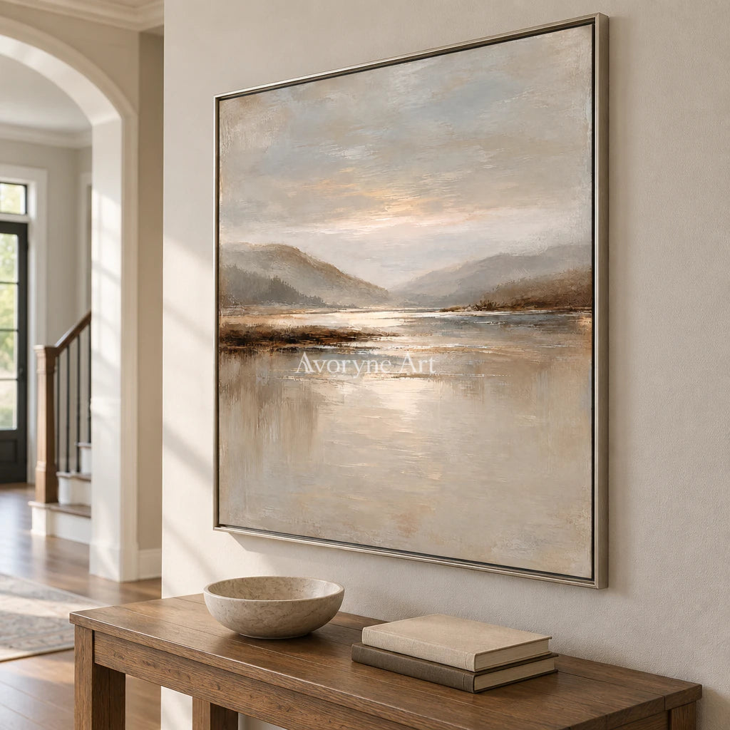 Pale Inlet: Impressionist Mountain Lake Wall Art — entry silver