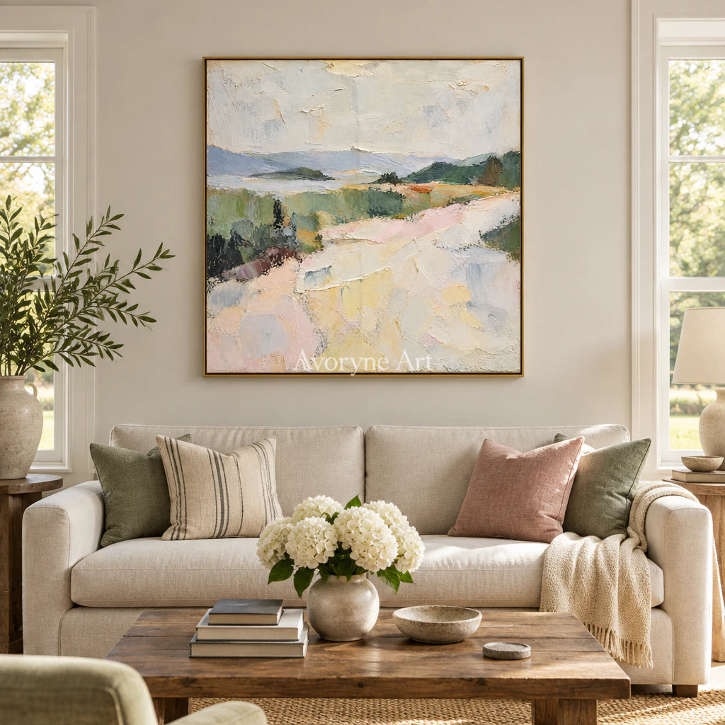 Chalk Valley: Impressionist Pastel Landscape Wall Art — living gold