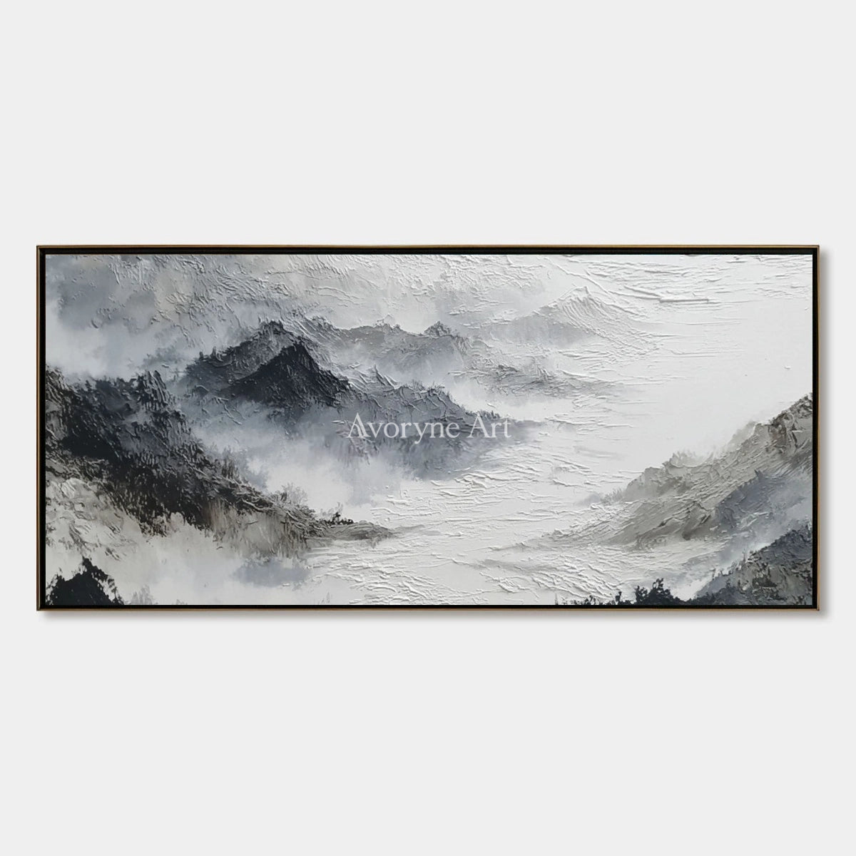 Pale Sonata, hand-painted ink mountain water wall art by Chen Wei