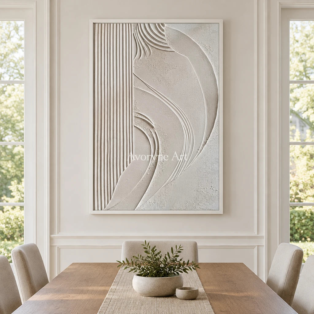 Aster Stratum: Ivory Contour Relief — dining white