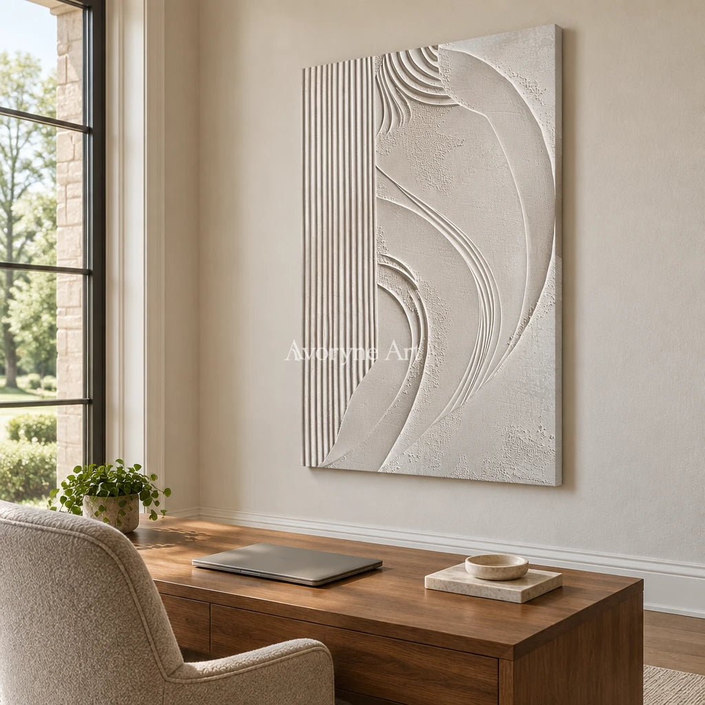 Aster Stratum: Ivory Contour Relief — office frameless