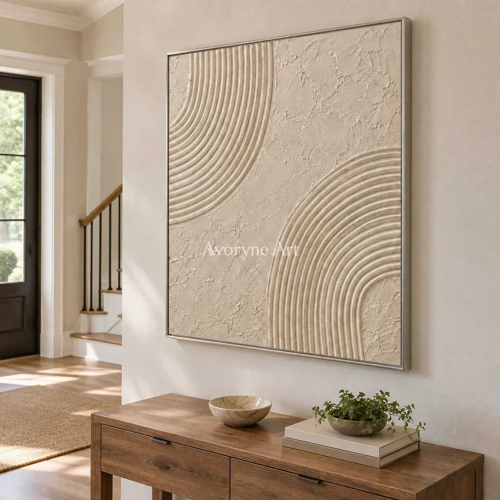 Aster Ripple: Ivory Contour Relief — entry silver
