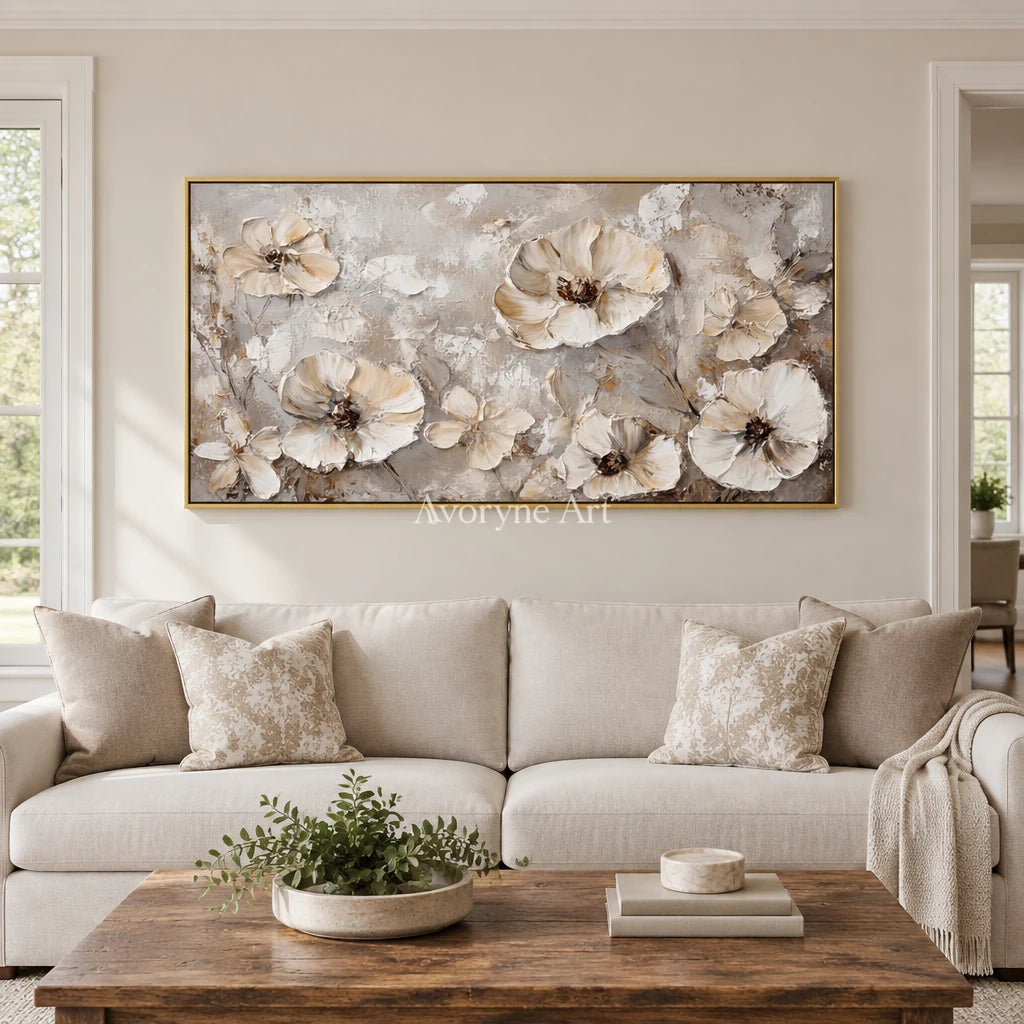 Aster Parcel: Ivory Floral Relief — living gold