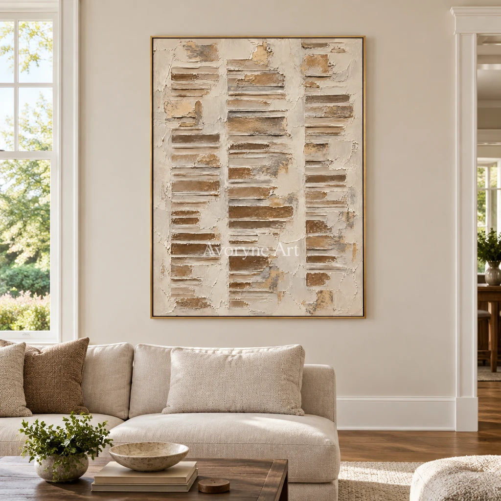 Chalk Steps: Ivory Geometric Relief Wall Art — living gold