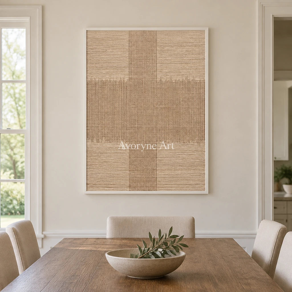 Aster Haven: Ivory Grid Texture — dining white