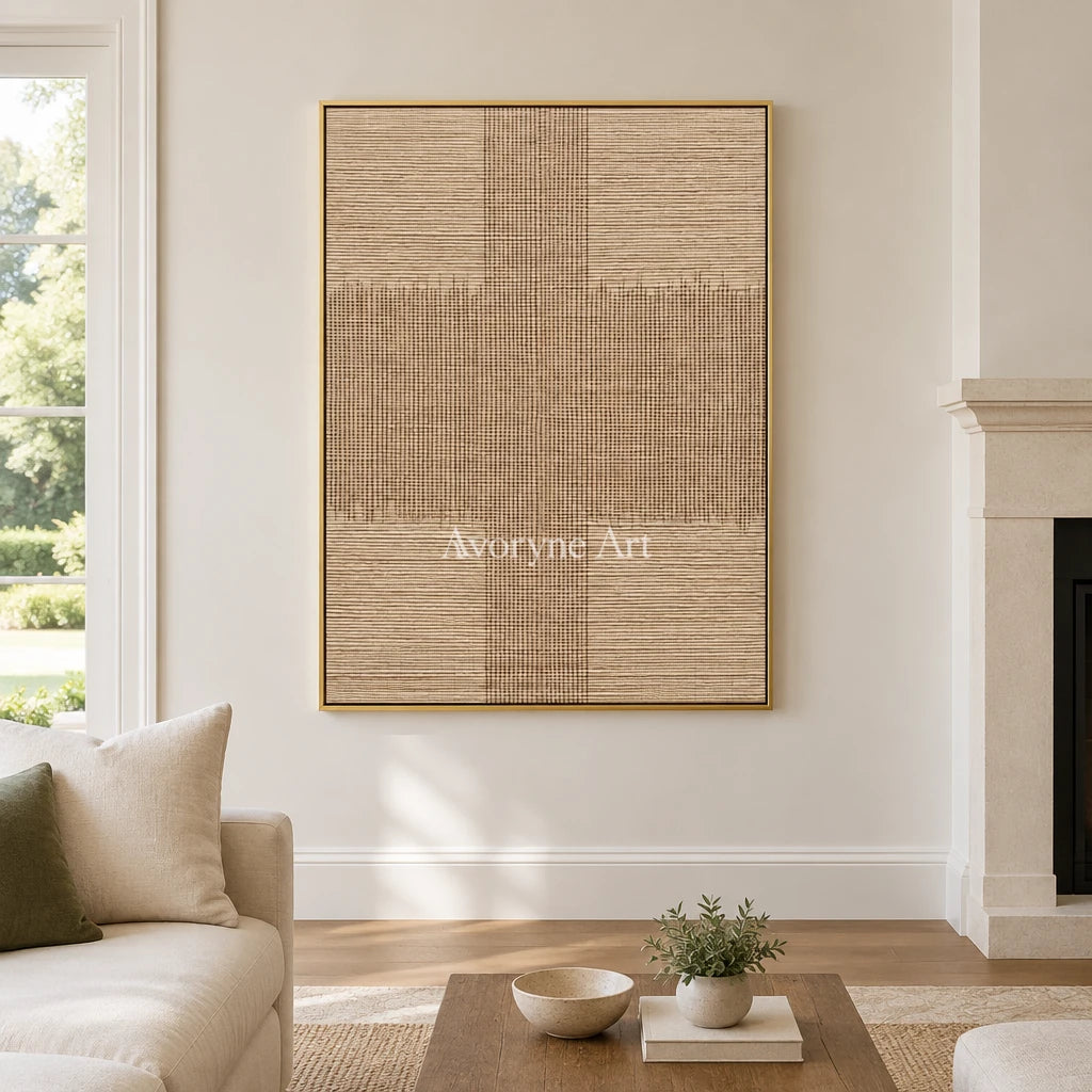 Aster Haven: Ivory Grid Texture — living gold