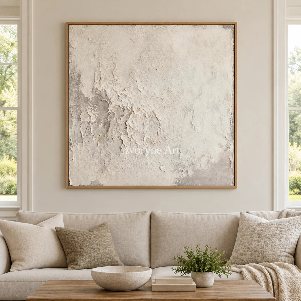 Aster Whisper: Ivory Texture Art — villa wood