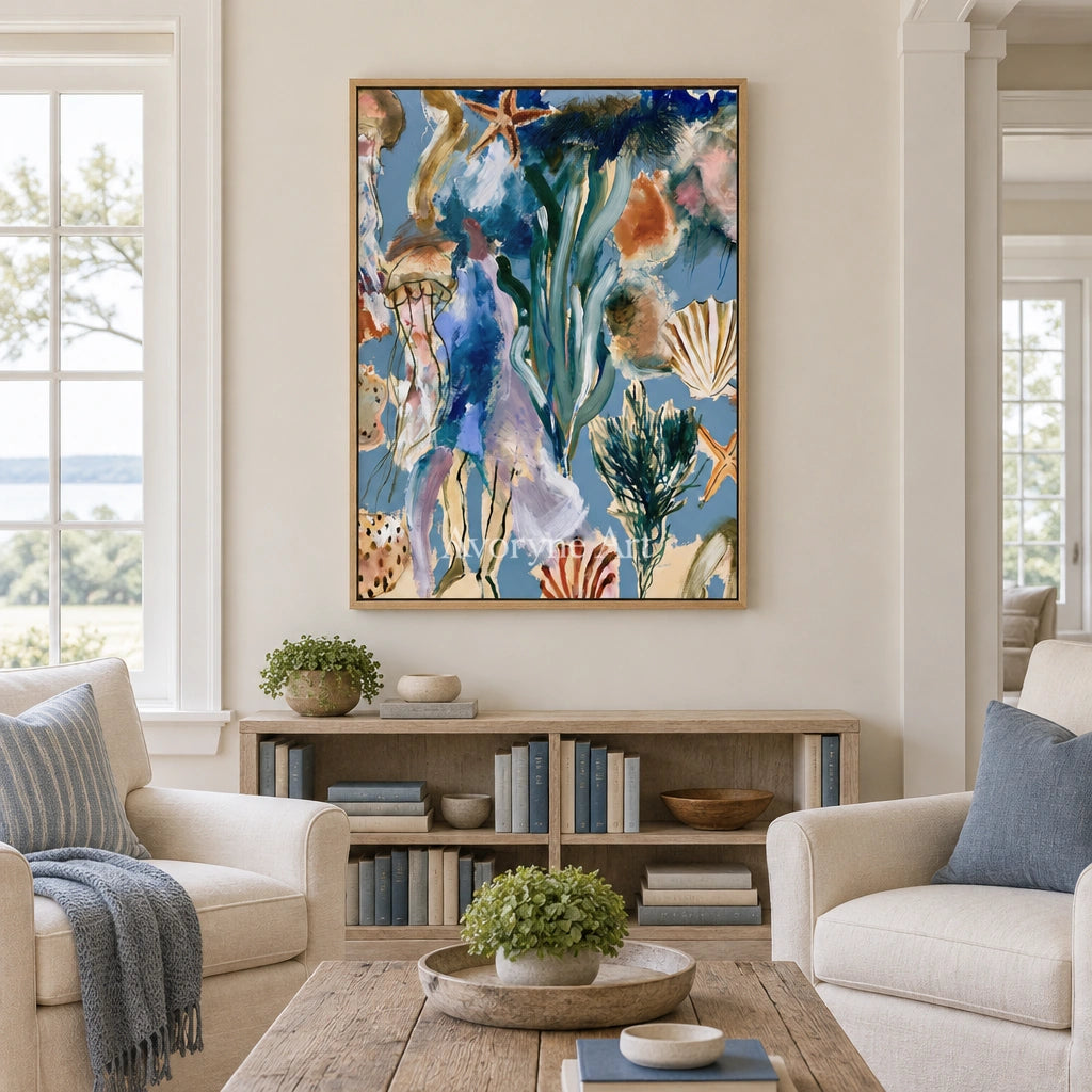 Ivory Painted Solace: Marine Botanical Art — villa wood