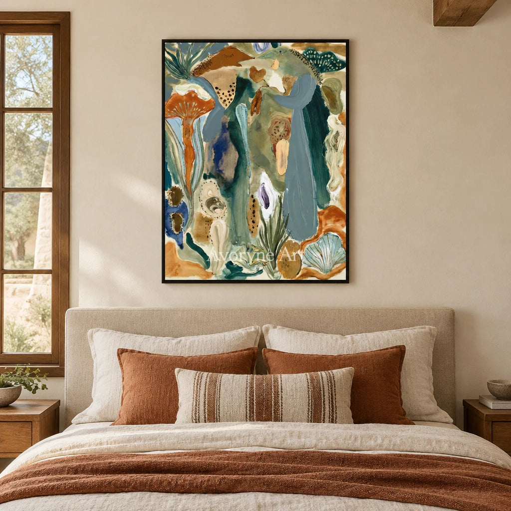 Ivory Painted Light: Marine Botanical Art — bedroom black