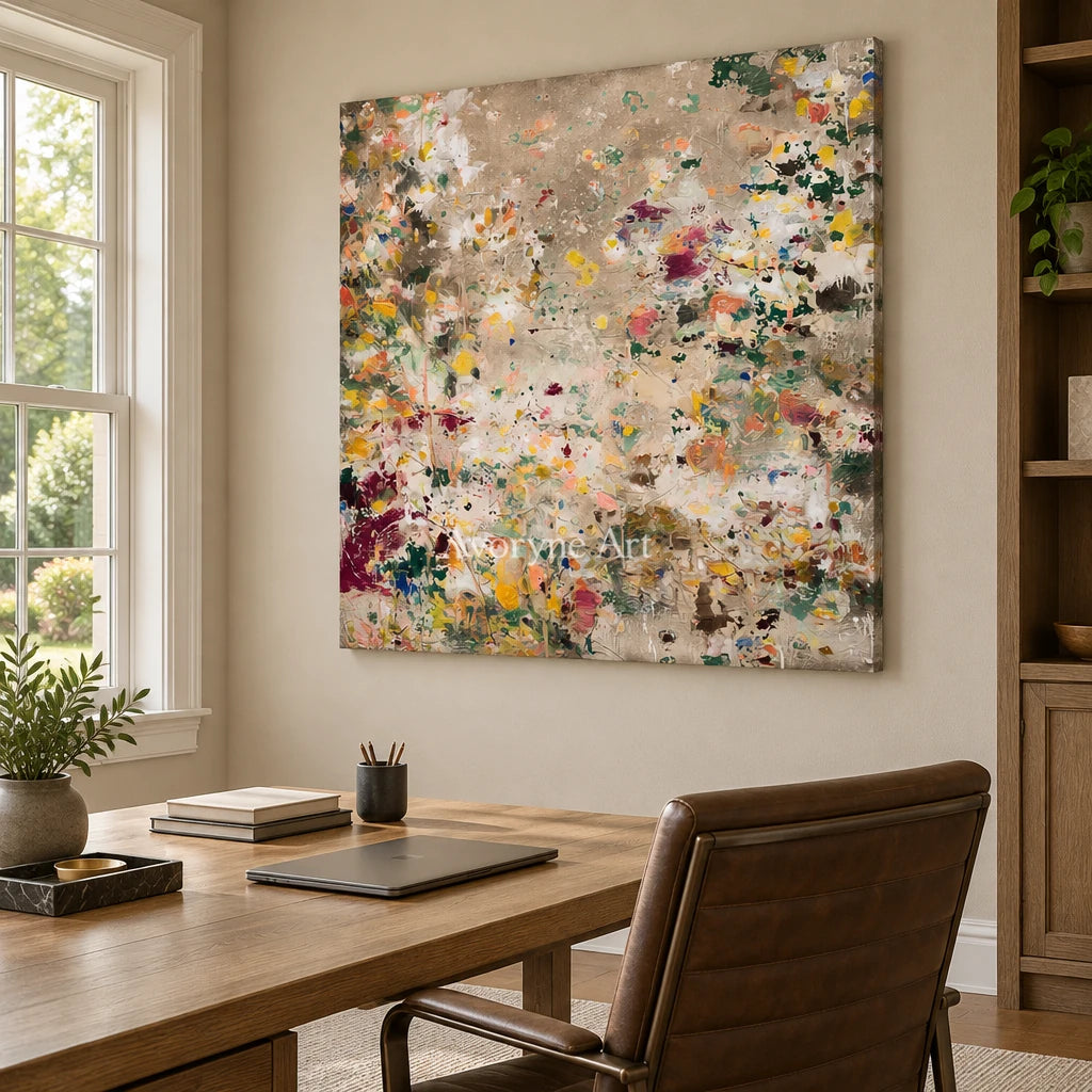 Ivory Painted Rhythm: Meadow Blossom Art — office frameless