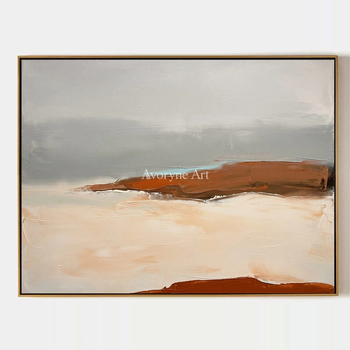 Blue Prelude, hand-painted minimal landscape wall art by Camille Fournier