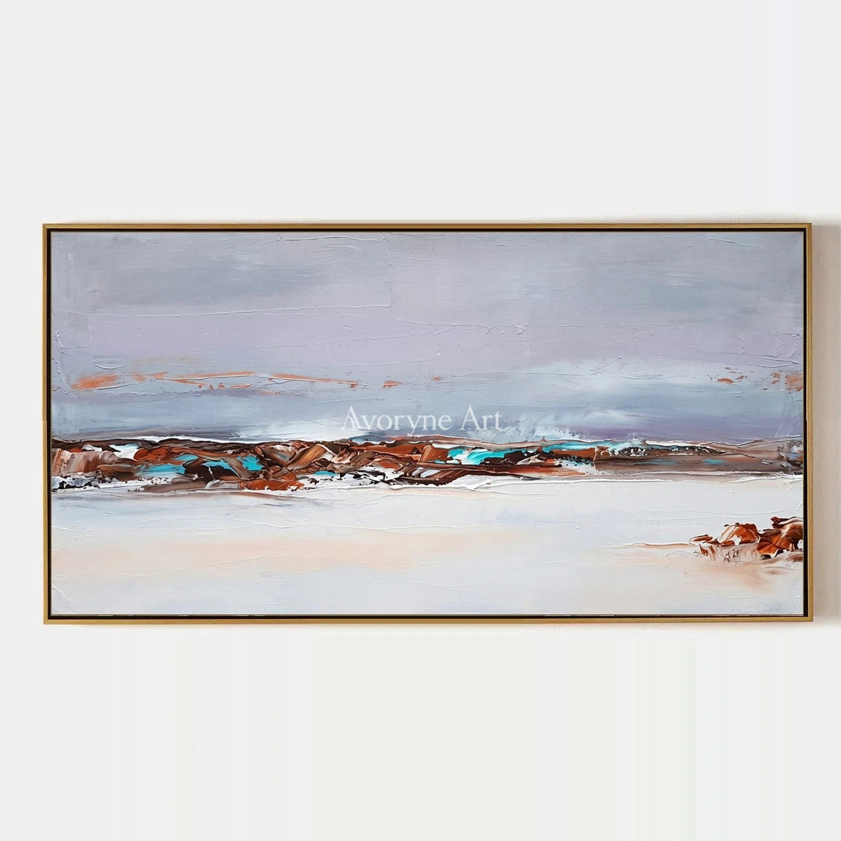 Blue Reverberation, hand-painted minimal landscape wall art by Camille Fournier