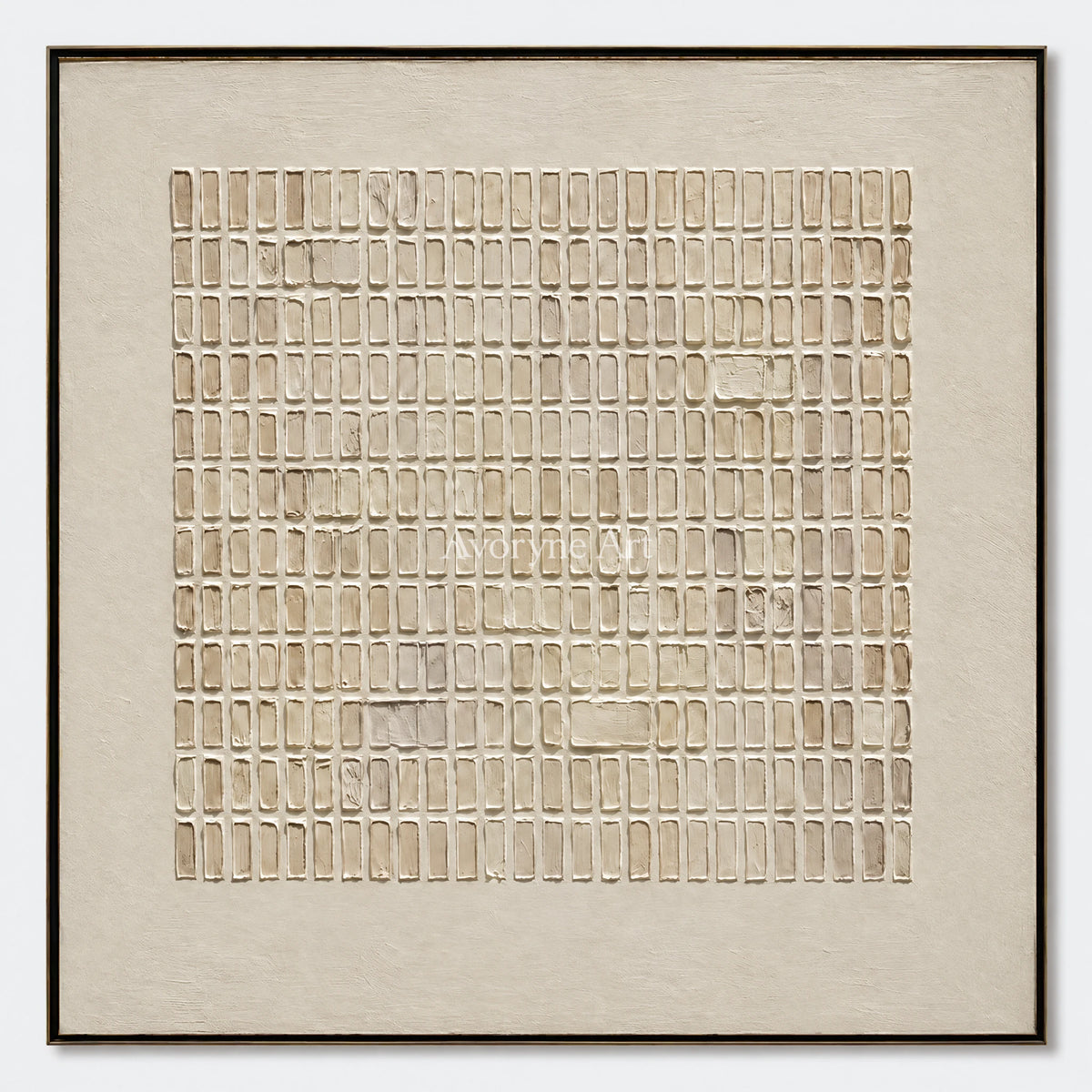 Woven Stillness: Minimalist Beige Grid Wall Art — primary