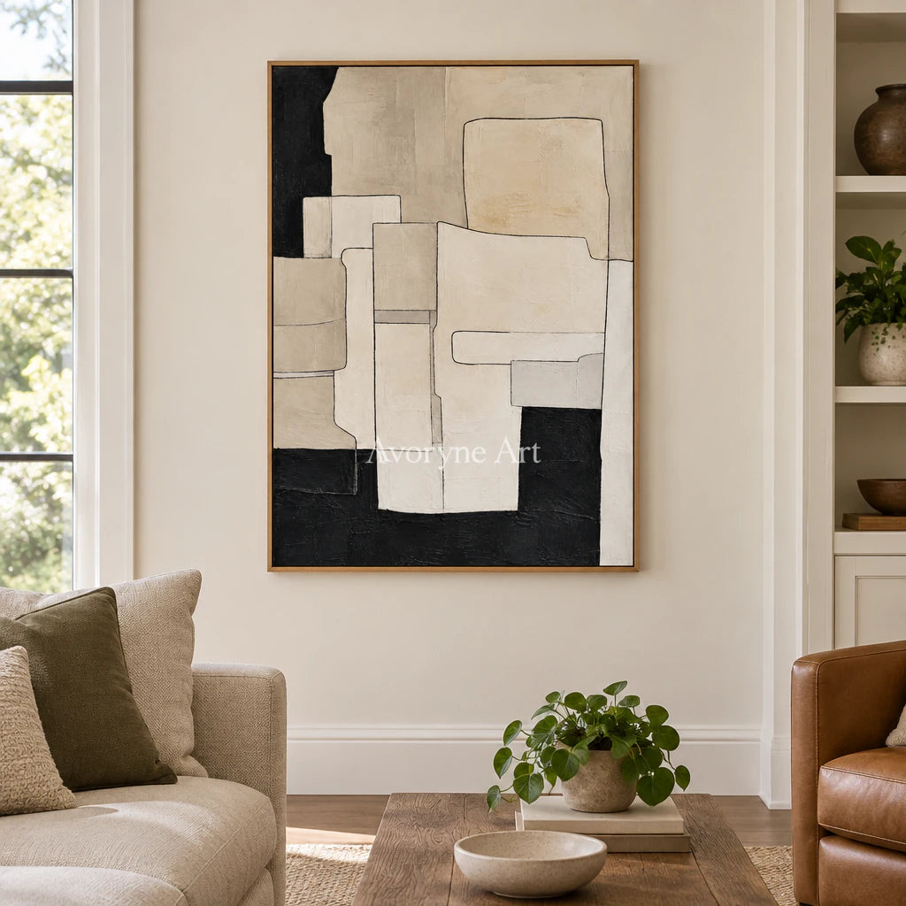 Ivory Assembly: Minimalist Block Abstract Wall Art — villa wood