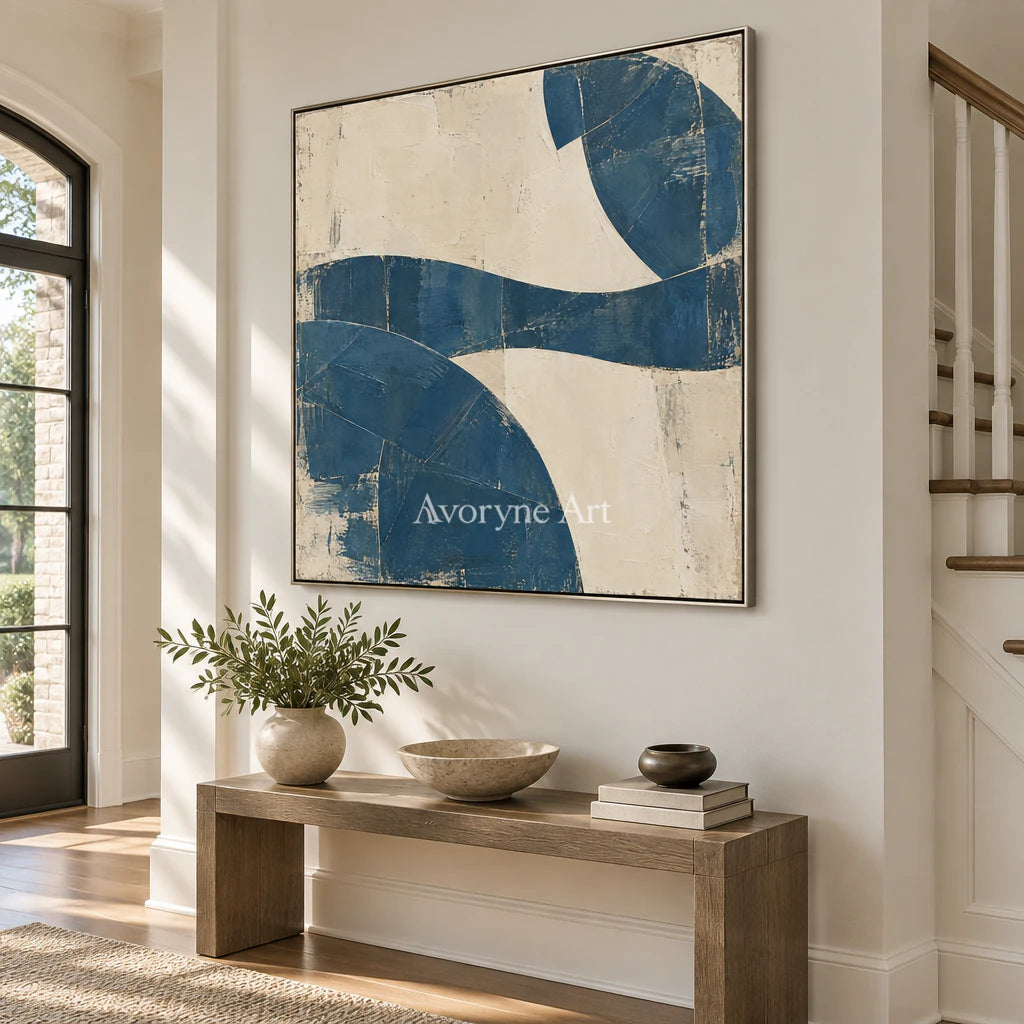 Indigo Interval: Minimalist Blue Abstract Wall Art — entry silver