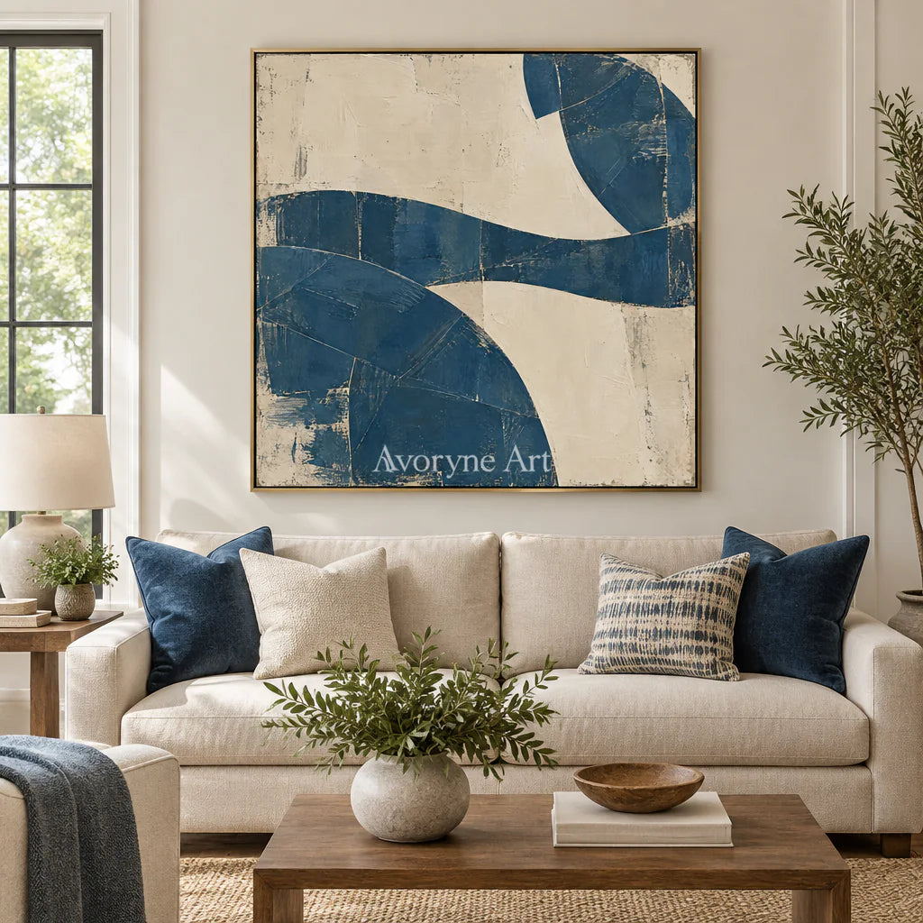 Indigo Interval: Minimalist Blue Abstract Wall Art — living gold