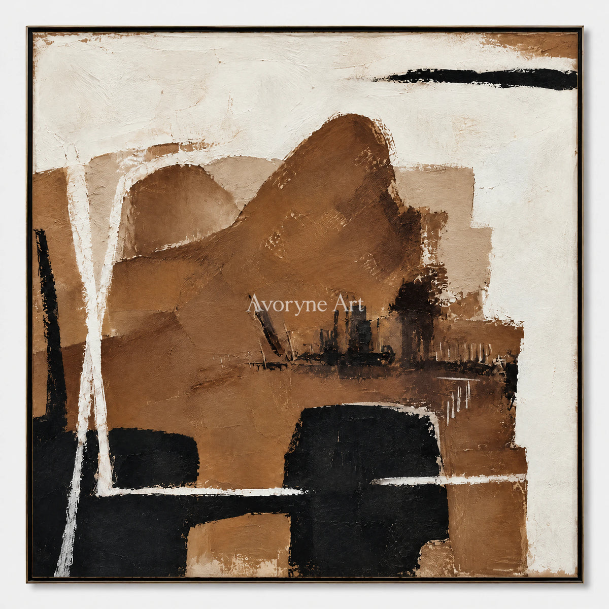 Umber Assembly: Minimalist Brown Abstract Wall Art — primary