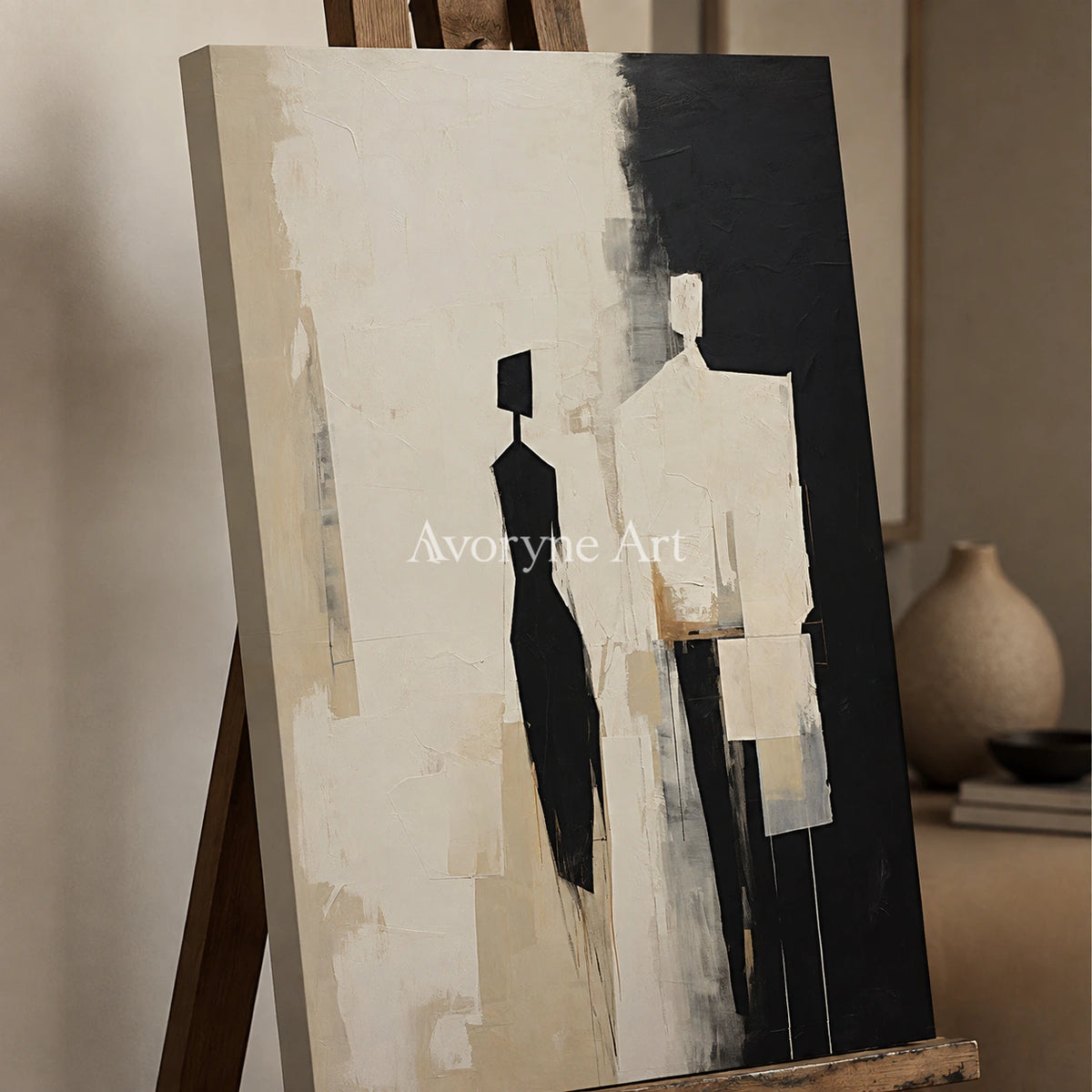 Between Figures: Minimalist Figurative Abstract Wall Art - detail