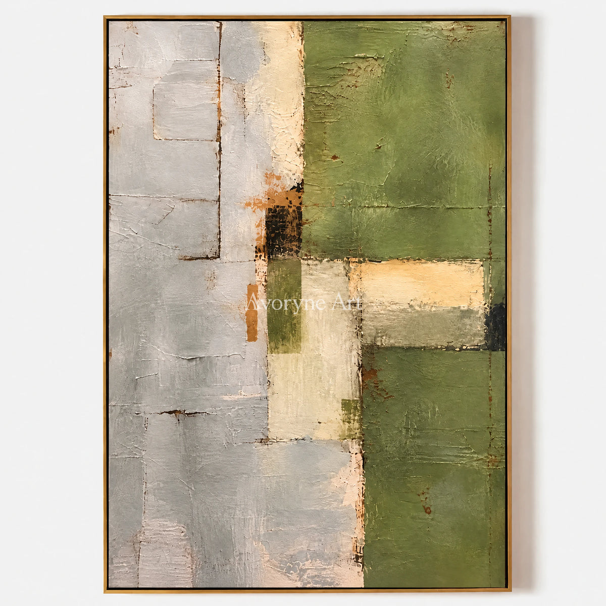 Olive Structure: Minimalist Green Abstract Wall Art — primary