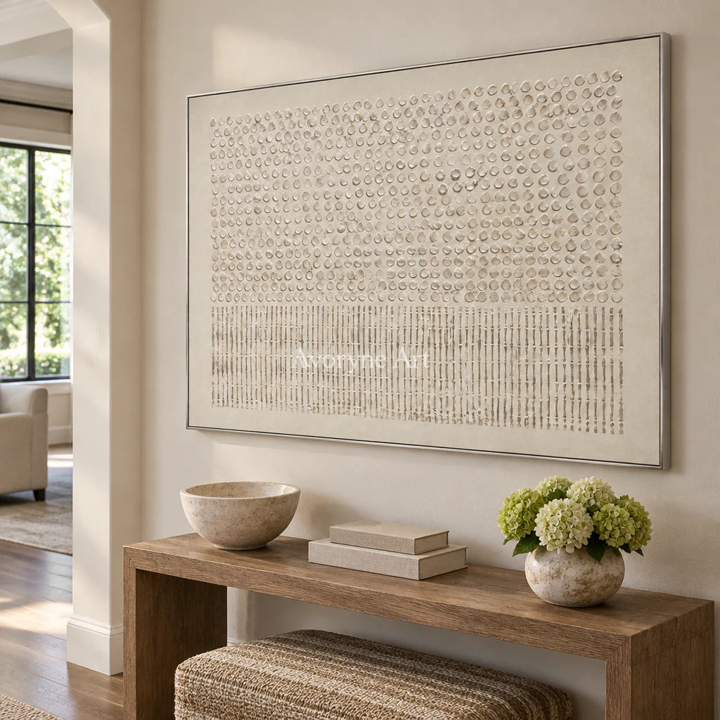 Quiet Glyphs: Minimalist Relief Panorama Wall Art — entry silver