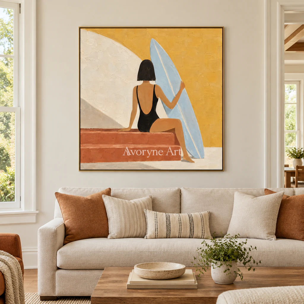 Sunlit Repose: Minimalist Yellow Figure Wall Art — living gold