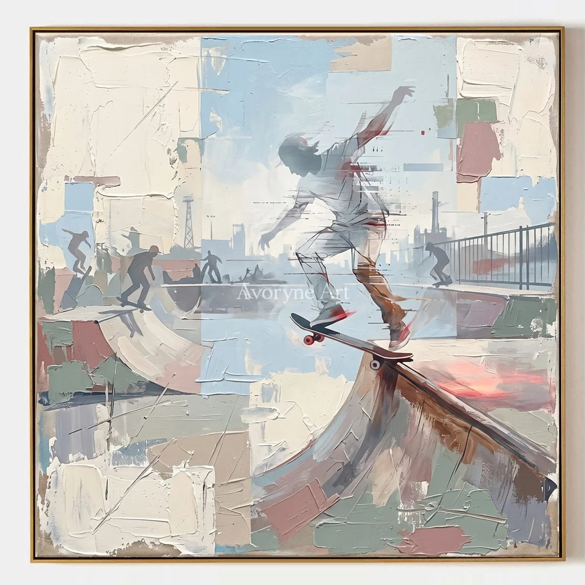 Faint Story, hand-painted motion figure wall art by Sofia Alvarez