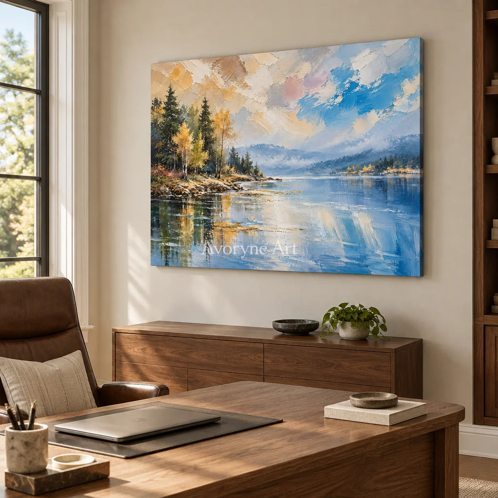 Pinewater: Mountain Lake Landscape Wall Art — office frameless