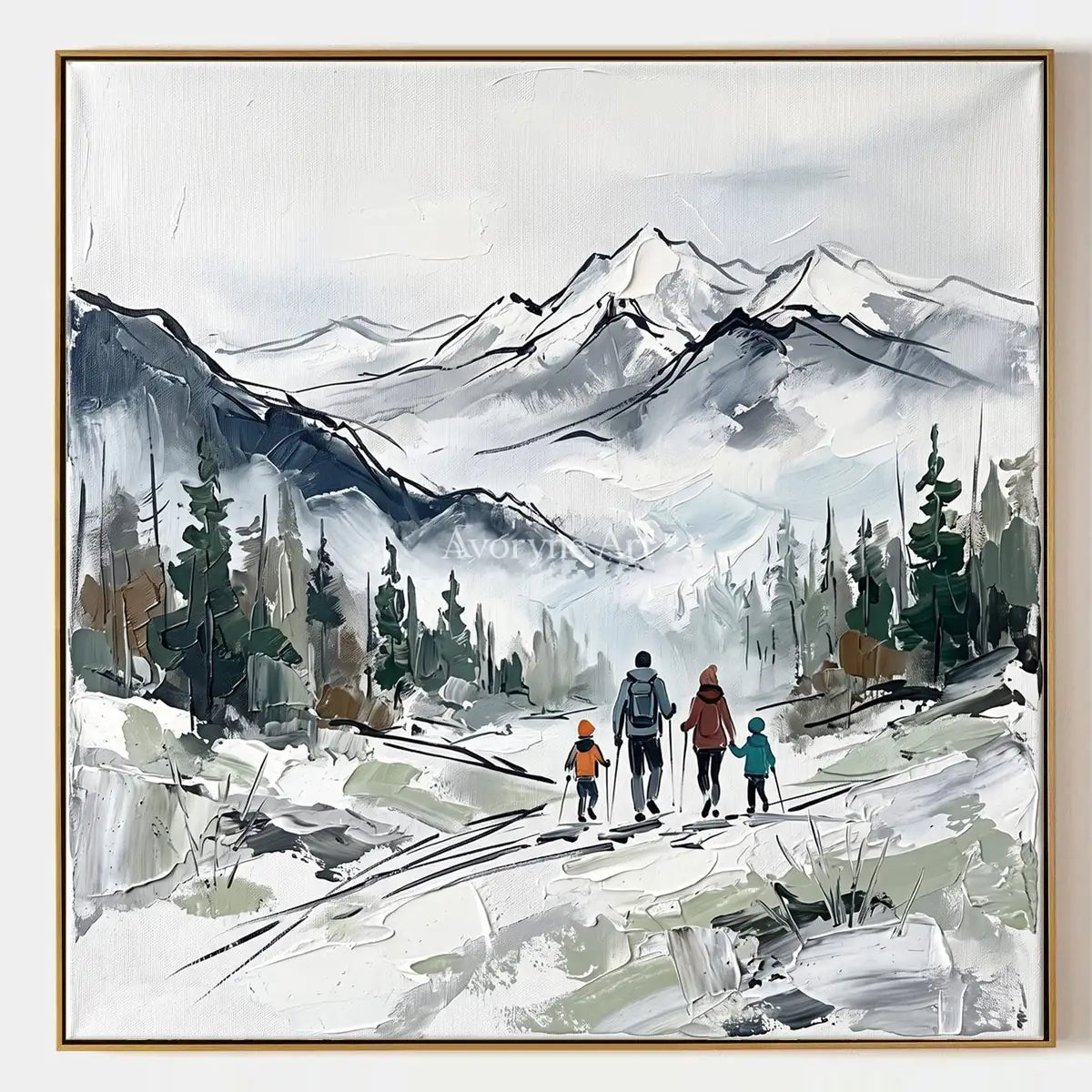 Silver Horizon, hand-painted mountain landscape wall art by Hamish McAllister
