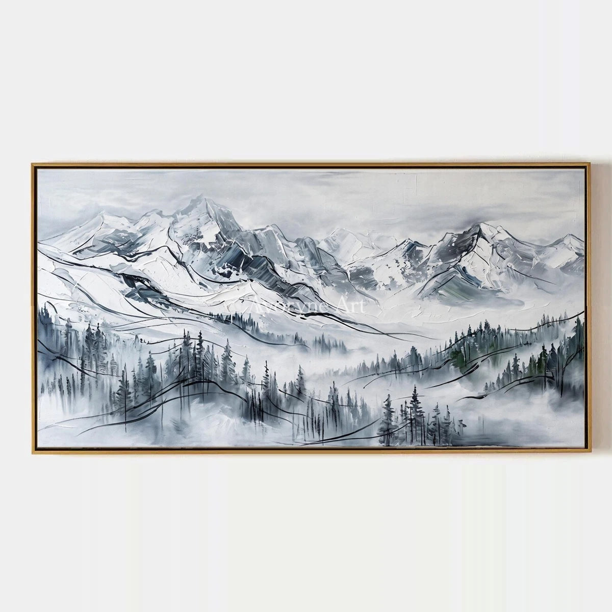 Silver Prelude, hand-painted mountain landscape wall art by Hamish McAllister