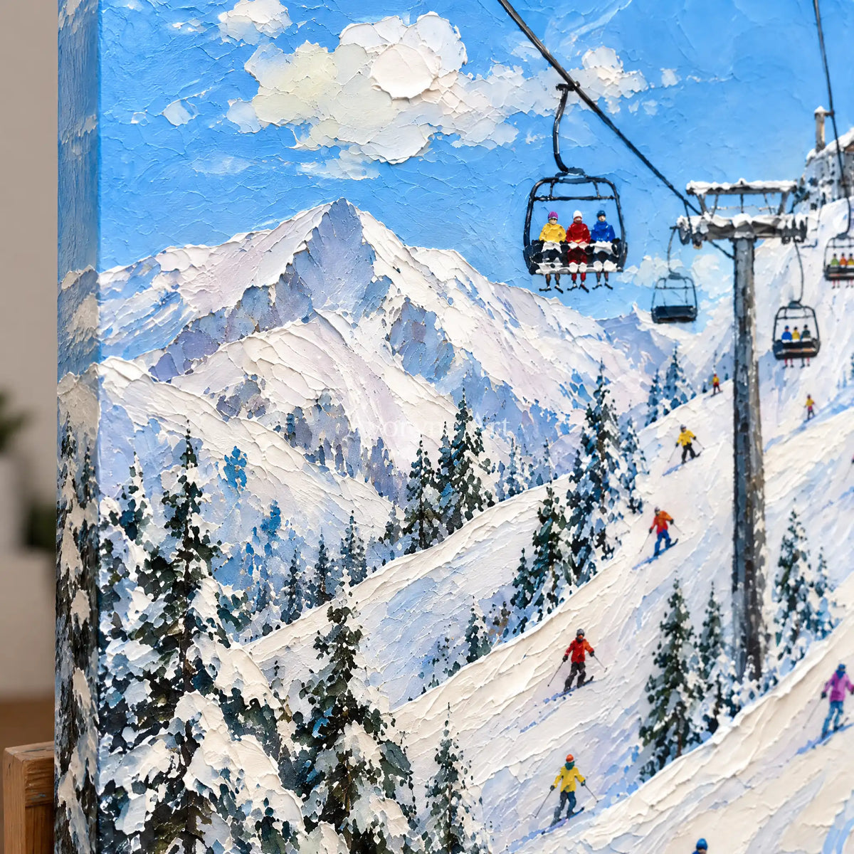 Liftline: Mountain Ski Landscape Wall Art — detail easel
