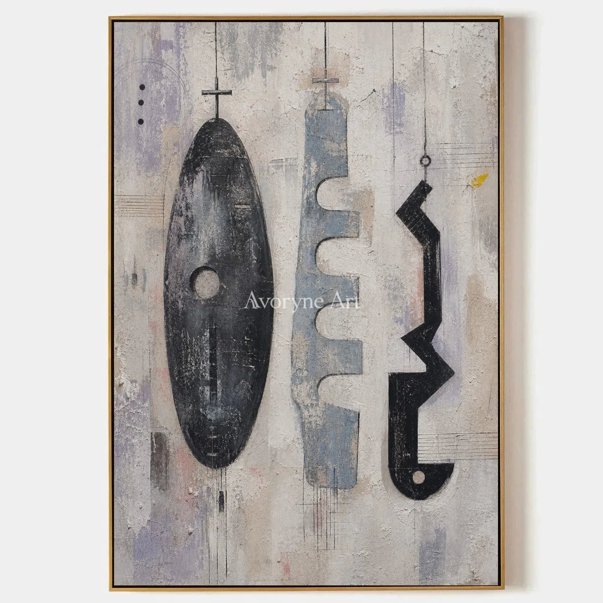 Woven Interval, hand-painted muted organic abstract wall art by Min-Jun Park