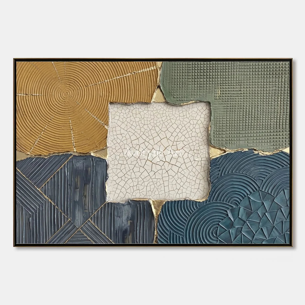 Still Field, hand-painted muted patchwork texture wall art by Min-Jun Park