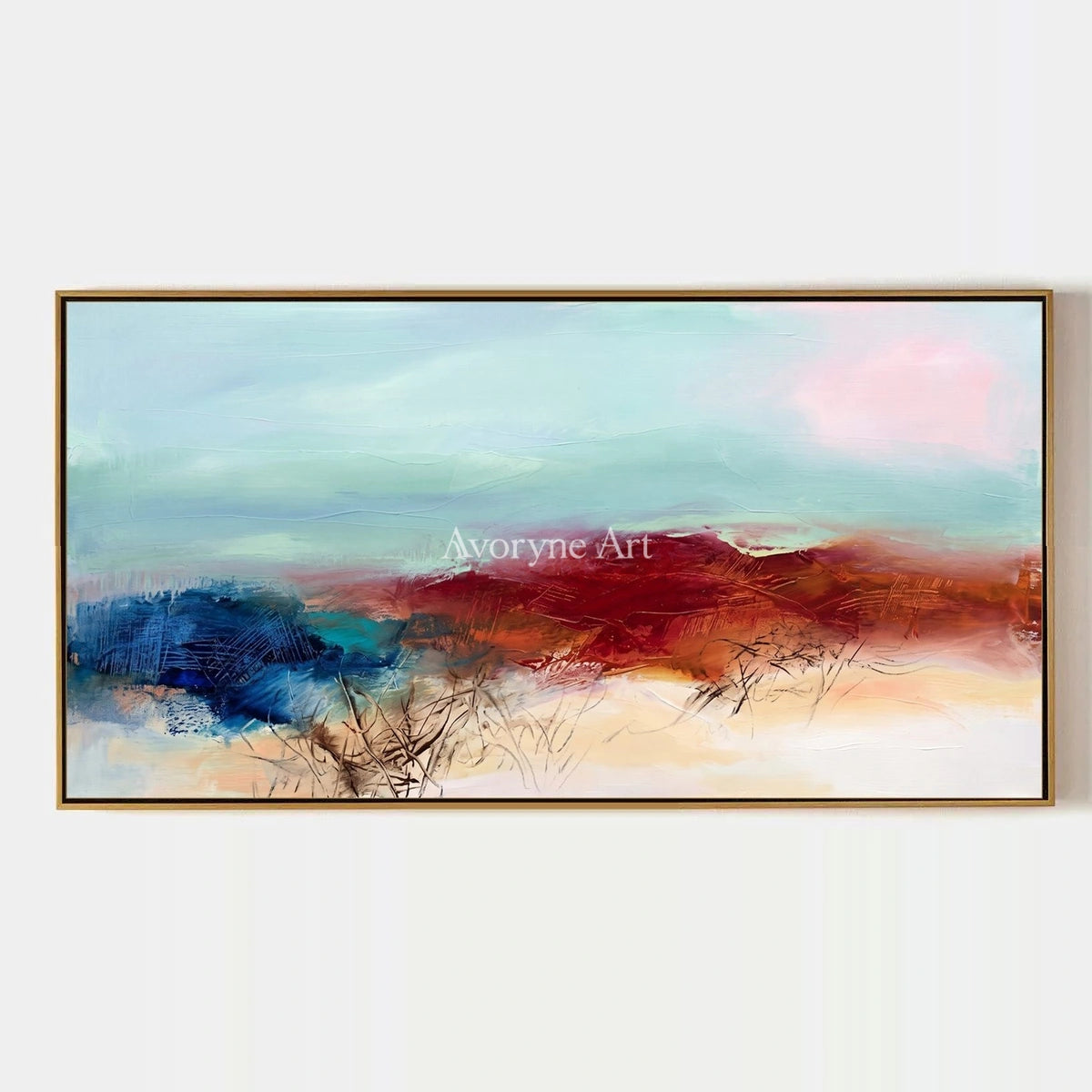 Pale Cadence, hand-painted nature brushwork wall art by Isabelle Marchand