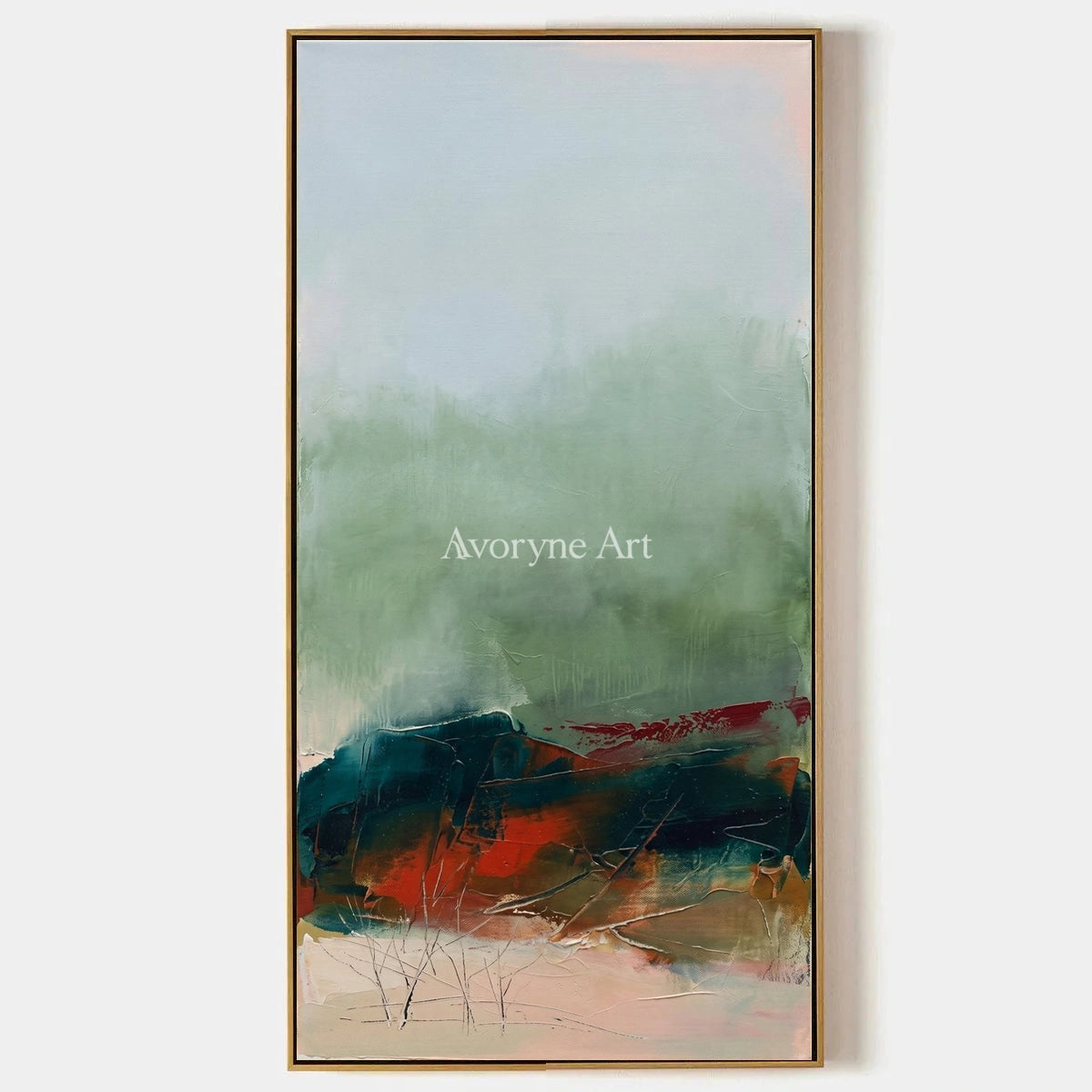 Pale Vista, hand-painted nature brushwork wall art by Isabelle Marchand